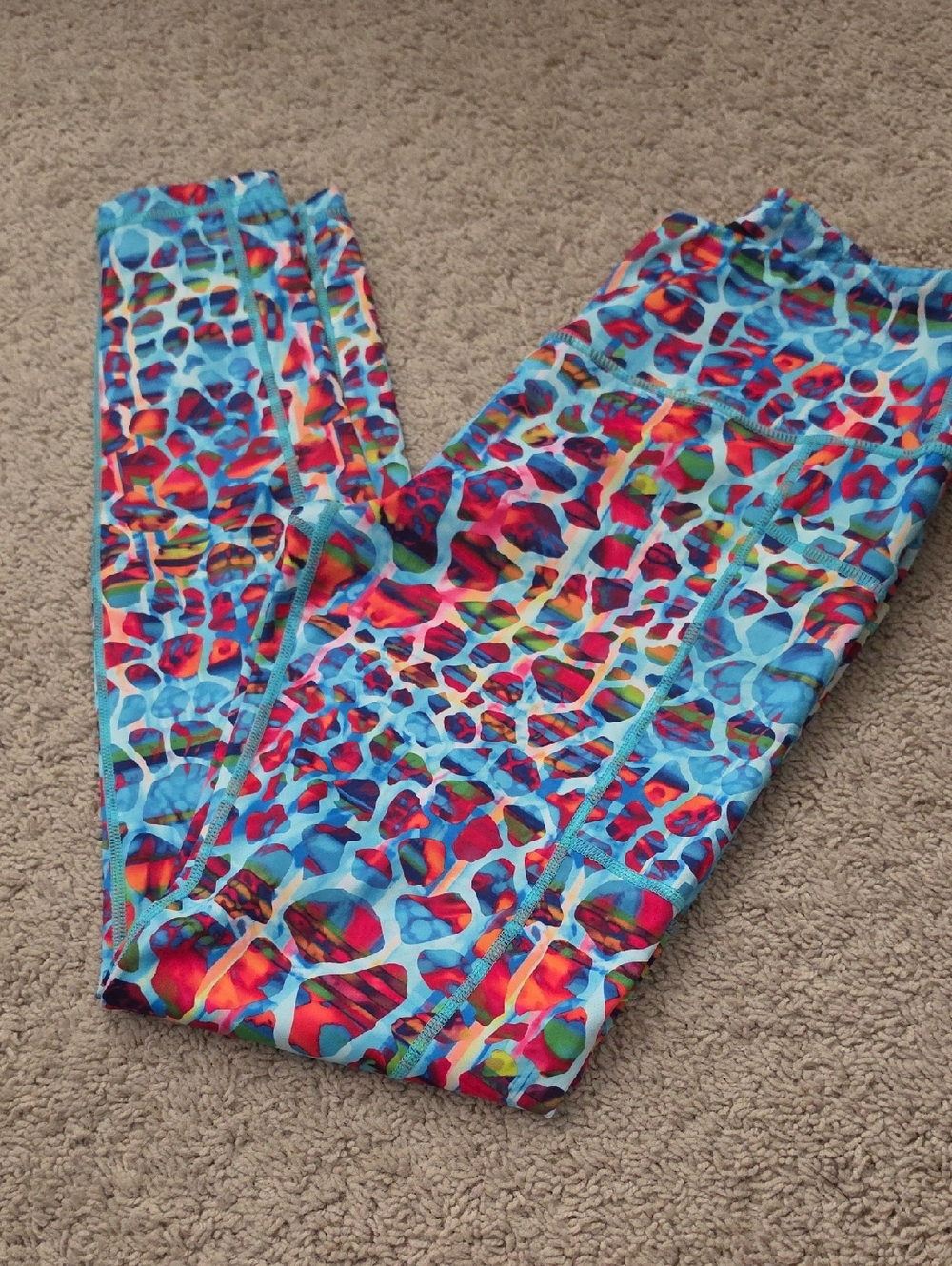 Constantly Varied Gear CVG Exotic Multicolor Print Leggings 90s Lisa Frank Sz M